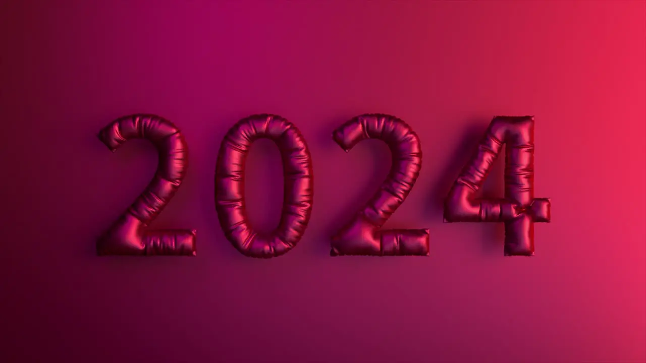 Satin 2024 Balloons on a Gradient Background Symbolizing a Sleek and Modern New Year Celebration 3D