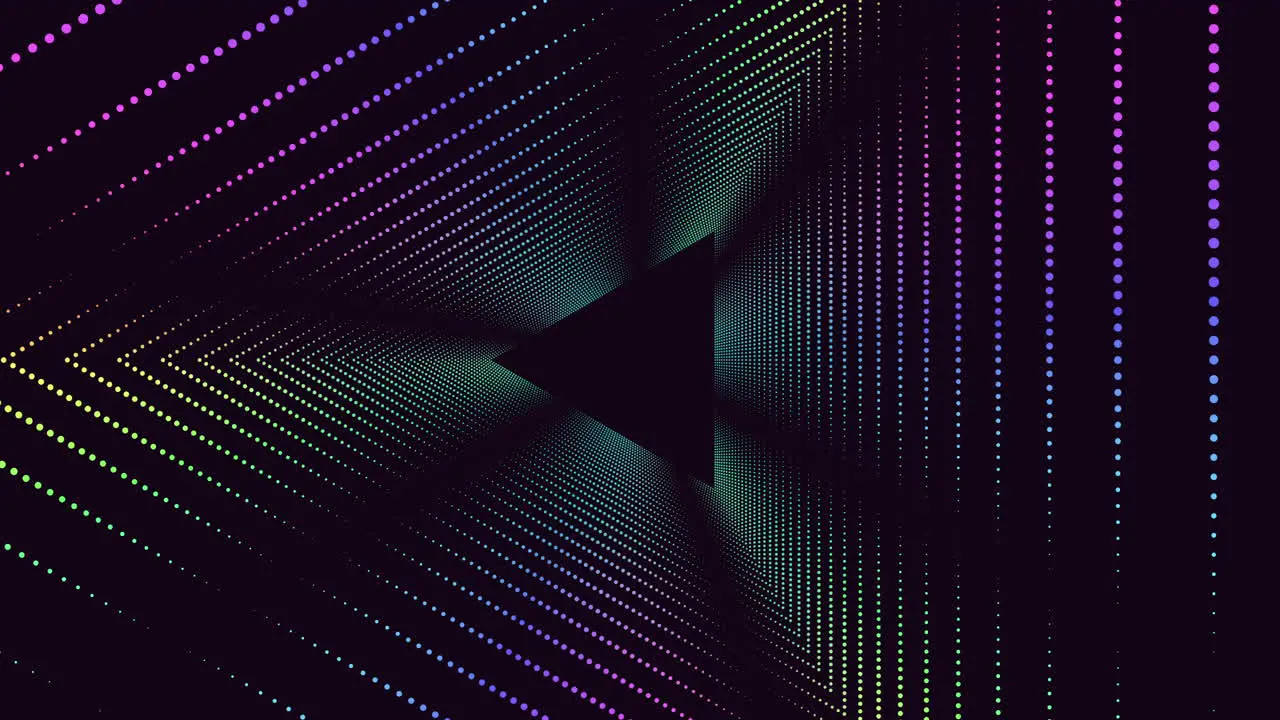 Rainbow triangles pattern on black background