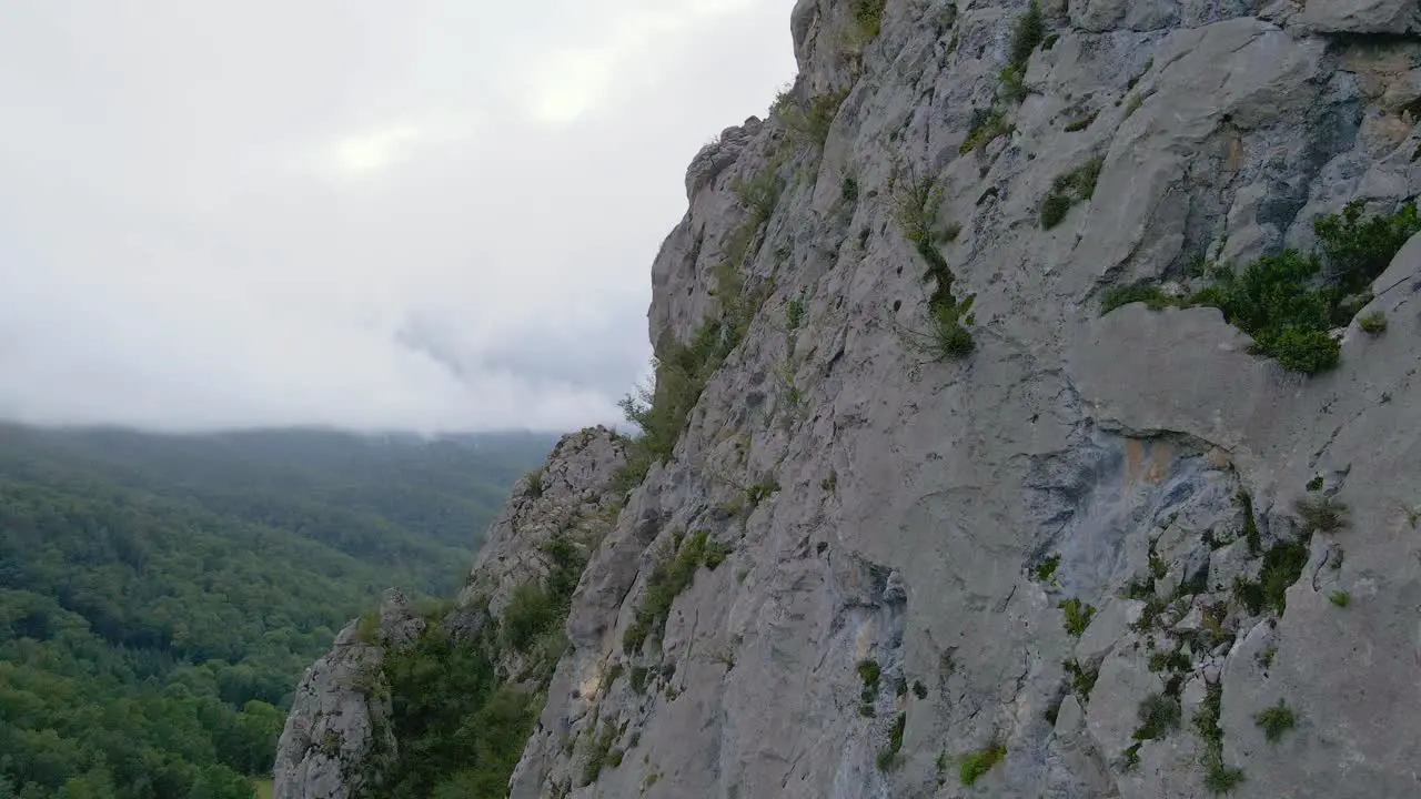 Drone footage of a climbing cliff in the Pyrenees moutains at Tarascon sur Ariège