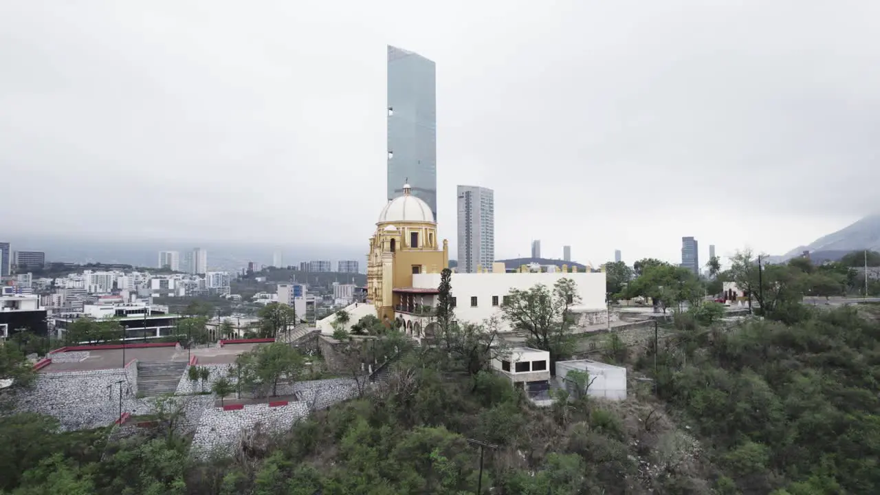 Drone shoot at morning cloudy day at hasta bandera over obispado hill at Monterrey City Mexico-7