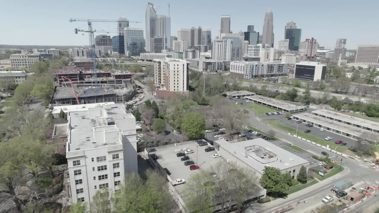 Drone flies over construction site as the city of Charlotte continues to expand