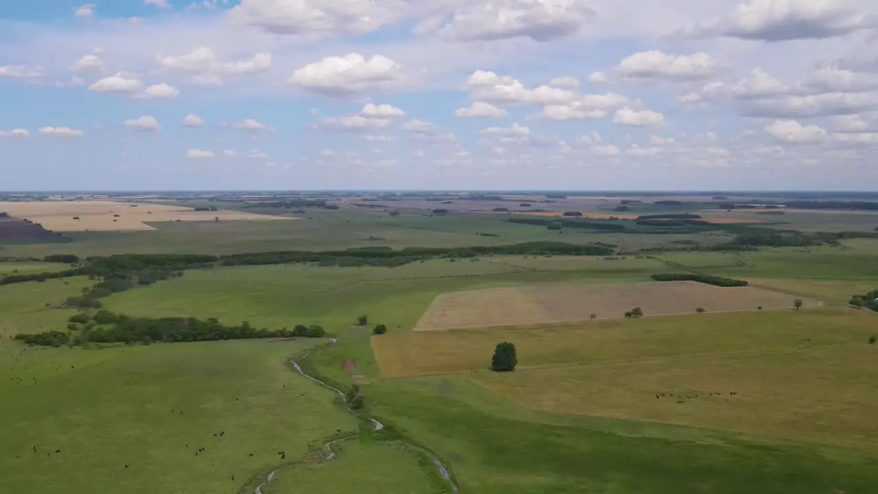 Drone shot of the Argentine countryside in the Buenos Aires province in Argentina