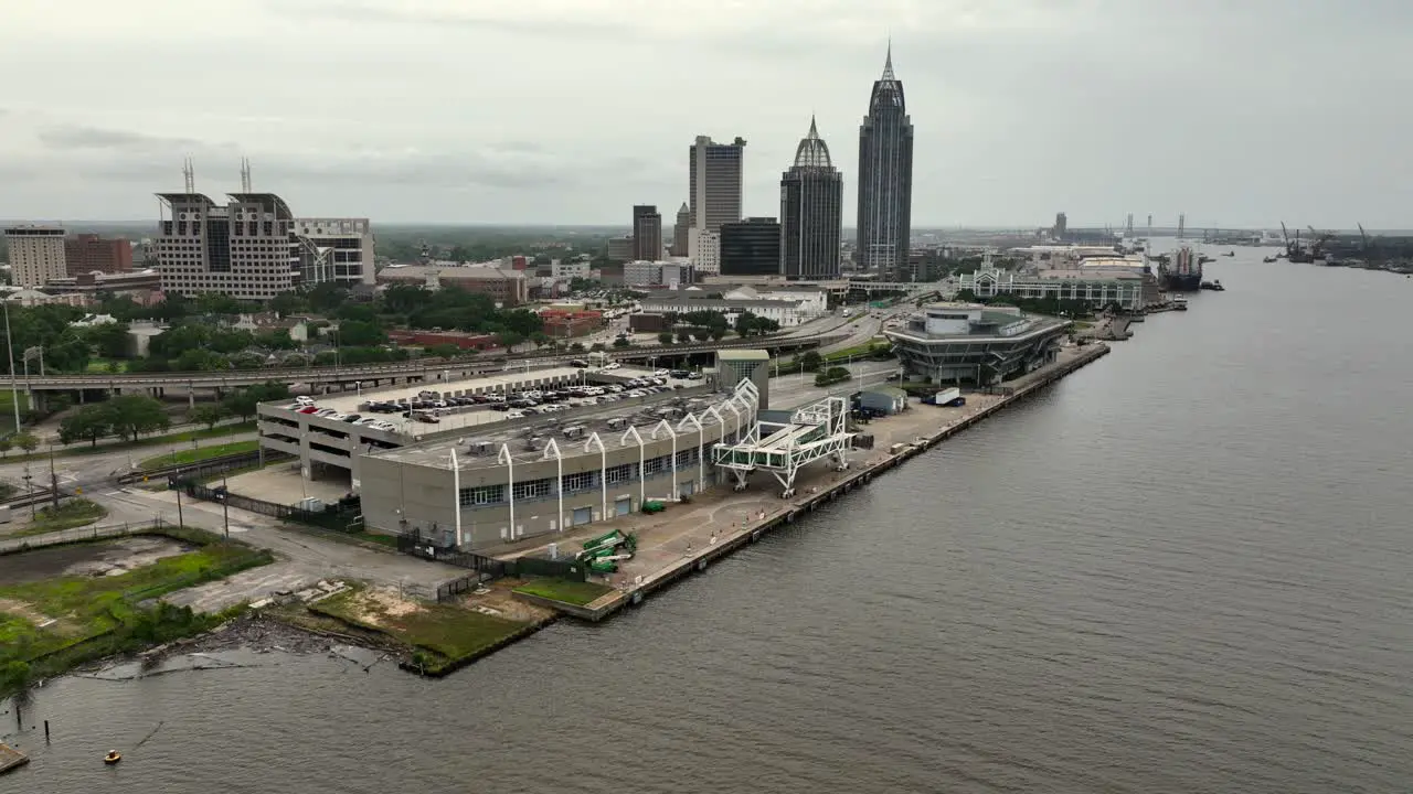 Approaching downtown Mobile Alabama Aerial view