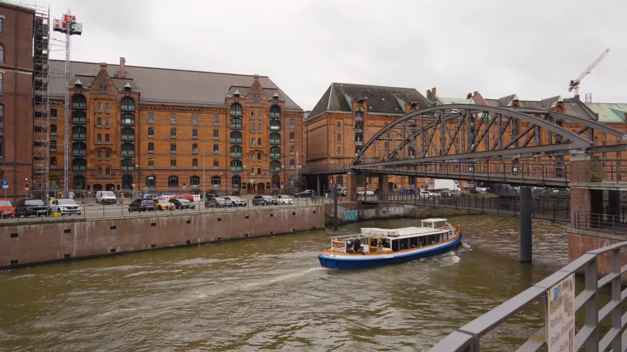 Water canals in old Hamburg warehouse area