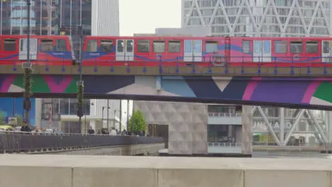 Long Shot of Tube Train Going Over Bridge