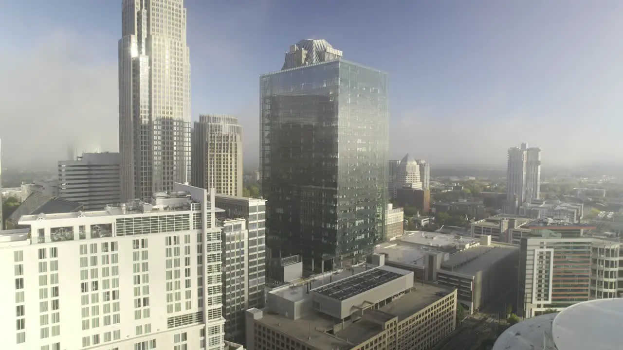 Beautiful cloudy foggy morning in downtown Charlotte NC