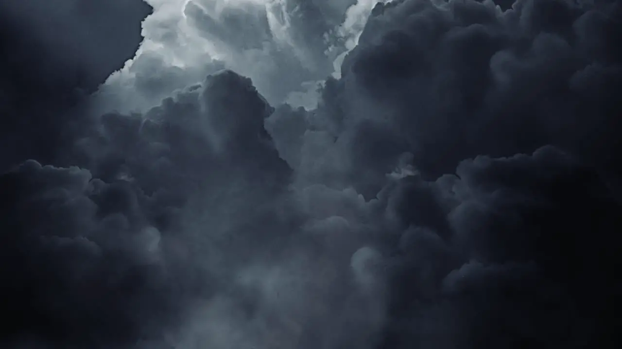 4k thunderstorm lightning strike in dark clouds in sky