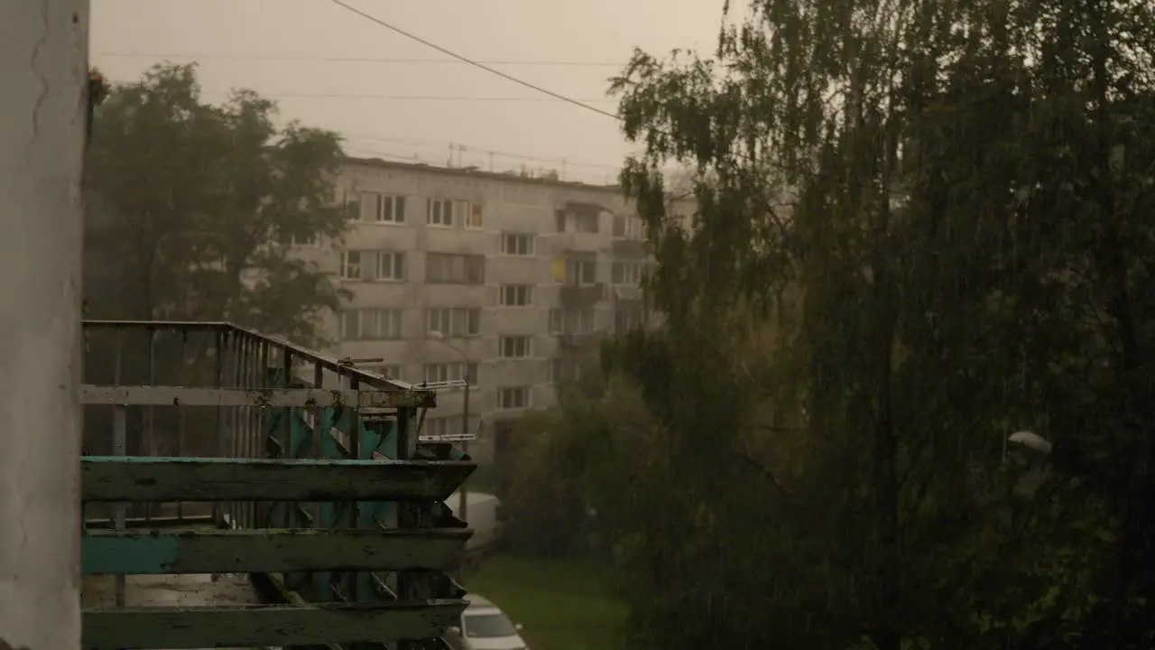 Thunderstorm Unveils View from a Residential Balcony