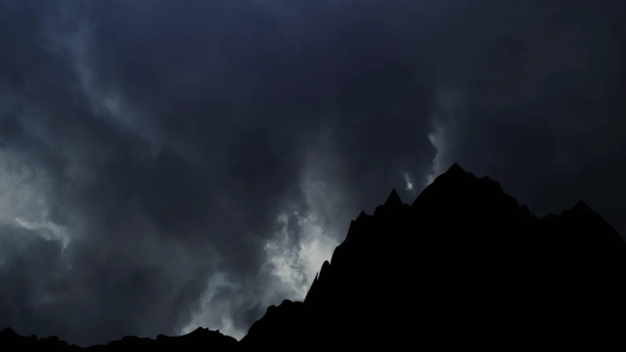 mountain silhouette and thunderstorm dark cloud background