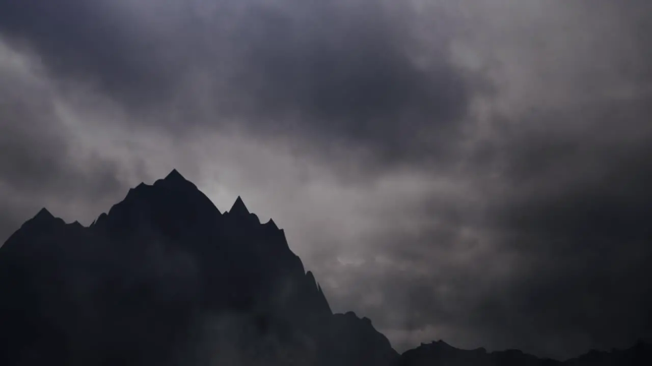 Mountain silhouette timelapse and dark cloud background