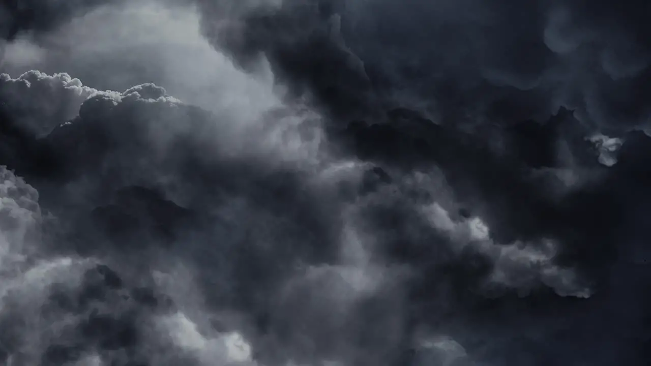 4k thunderstorm cumulonimbus clouds in dark sky