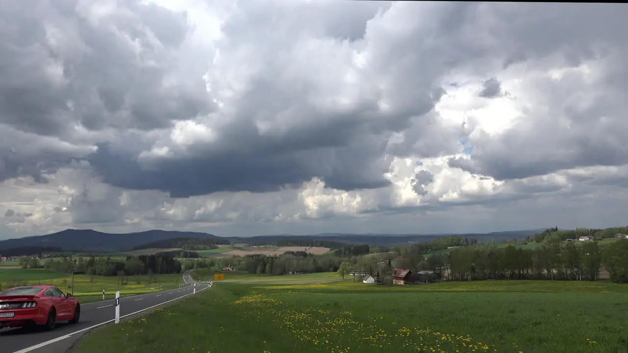 Germany road and car under cloudy sky