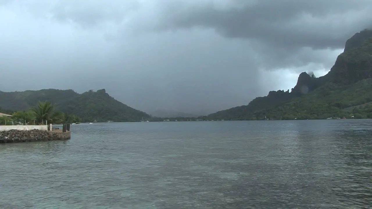 Moorea rainstorm near Cooks Bay