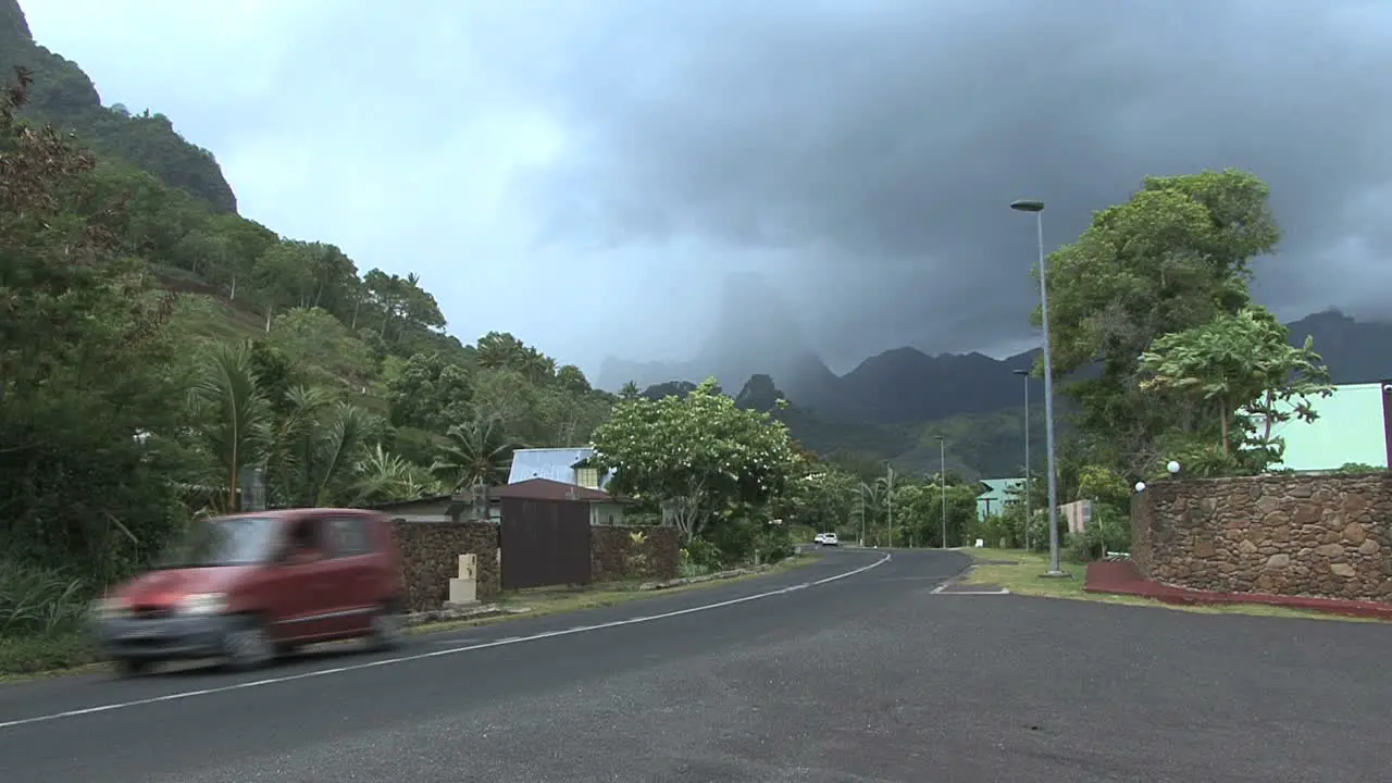 Moorea traffic on road