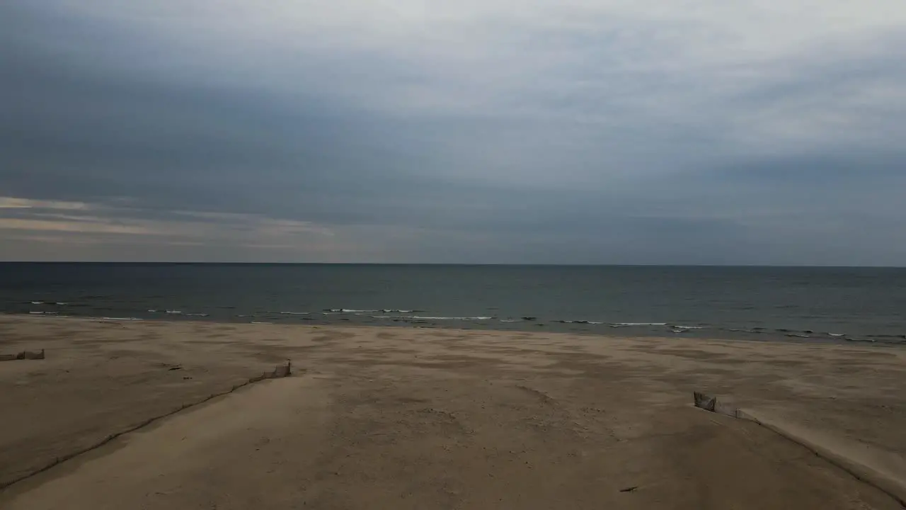 Drone view of cresting waves during spring storm