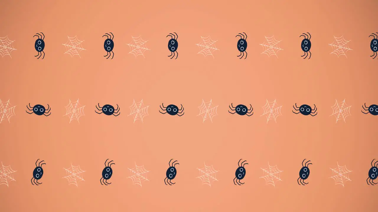 Animation of spiders and webs on pink background