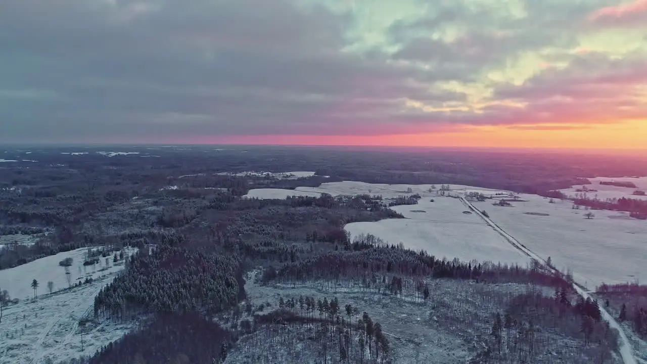 Beautiful sunset in winter