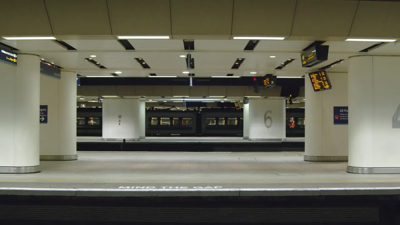 Train arrives at station with empty platform