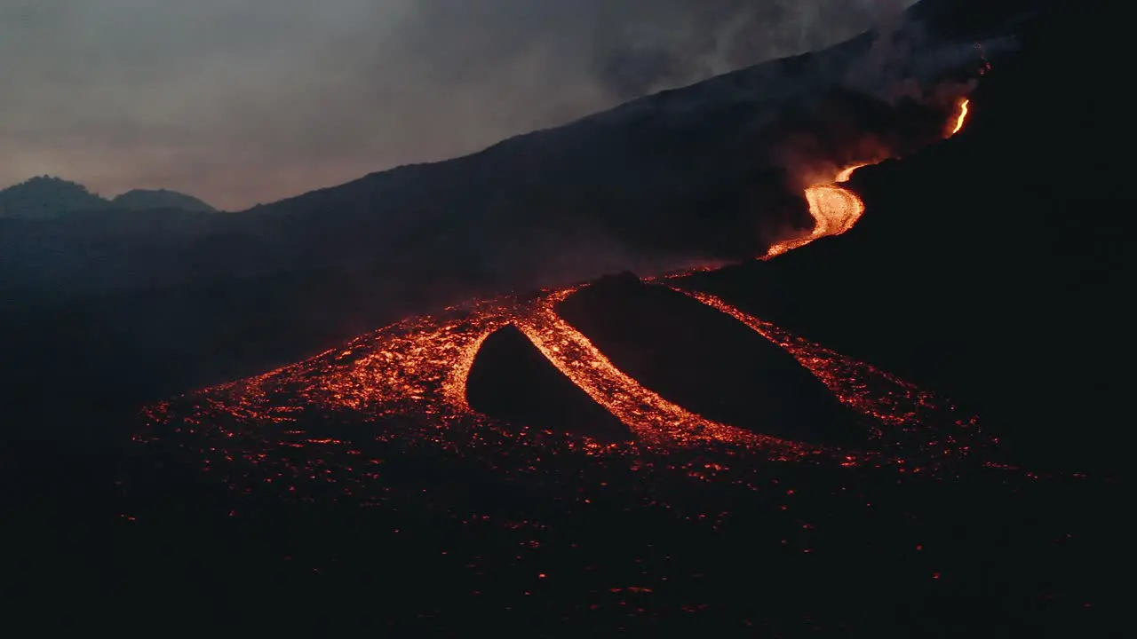 Lava flows coming from Pacaya fissure after the eruption in Guatemala