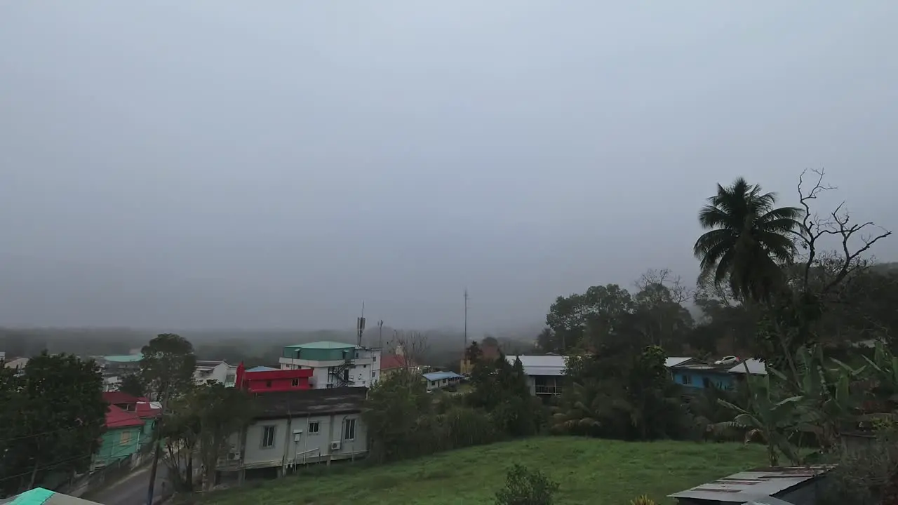 A time lapse showing rainy weather come in and disperse over the town of San Ignacio Cayo District Belize