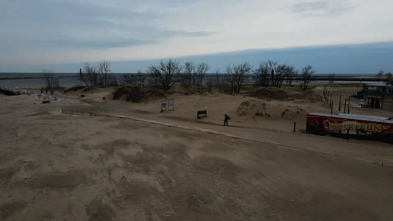 The bay of Muskegon Channel in Winter