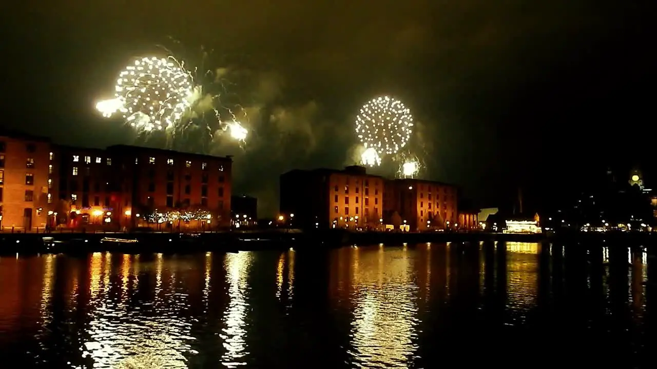 Fireworks display at Liverpool Albert dock to celebrate "River of Light