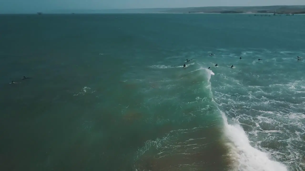 Scenery Of Small But Long Waves Catching By A Surfer In Lobitos Peru In South America