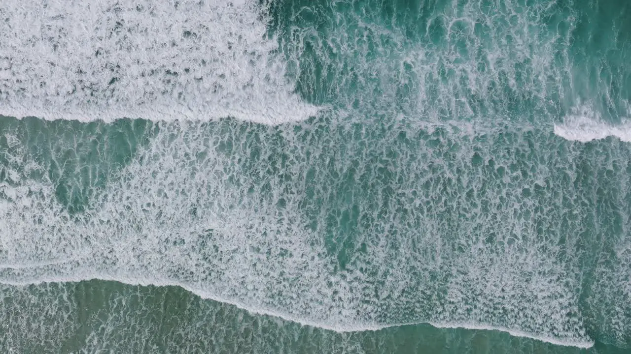 Top View Of Foamy Waves On The Empty Tropical Beach In Razo La Coruna Spain