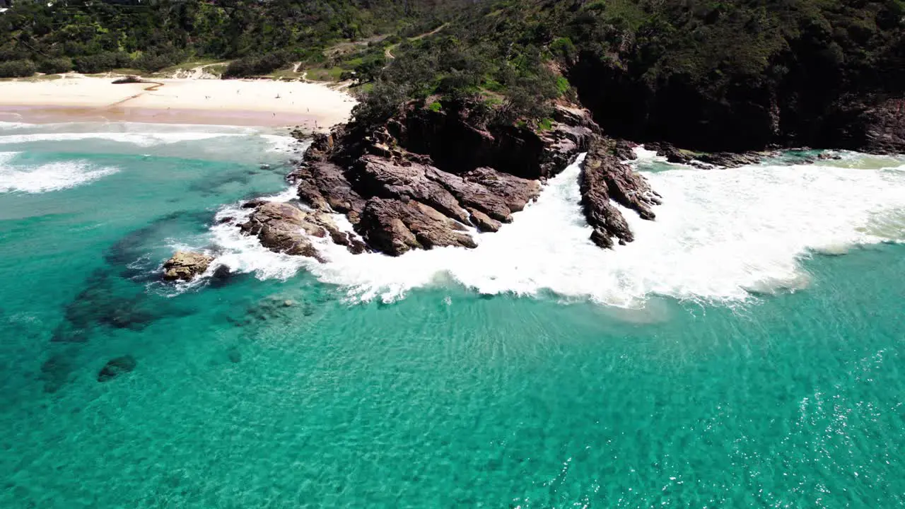 Foamy Sea Waves On The Rock Shore Of Noosa National Park In Queensland Australia