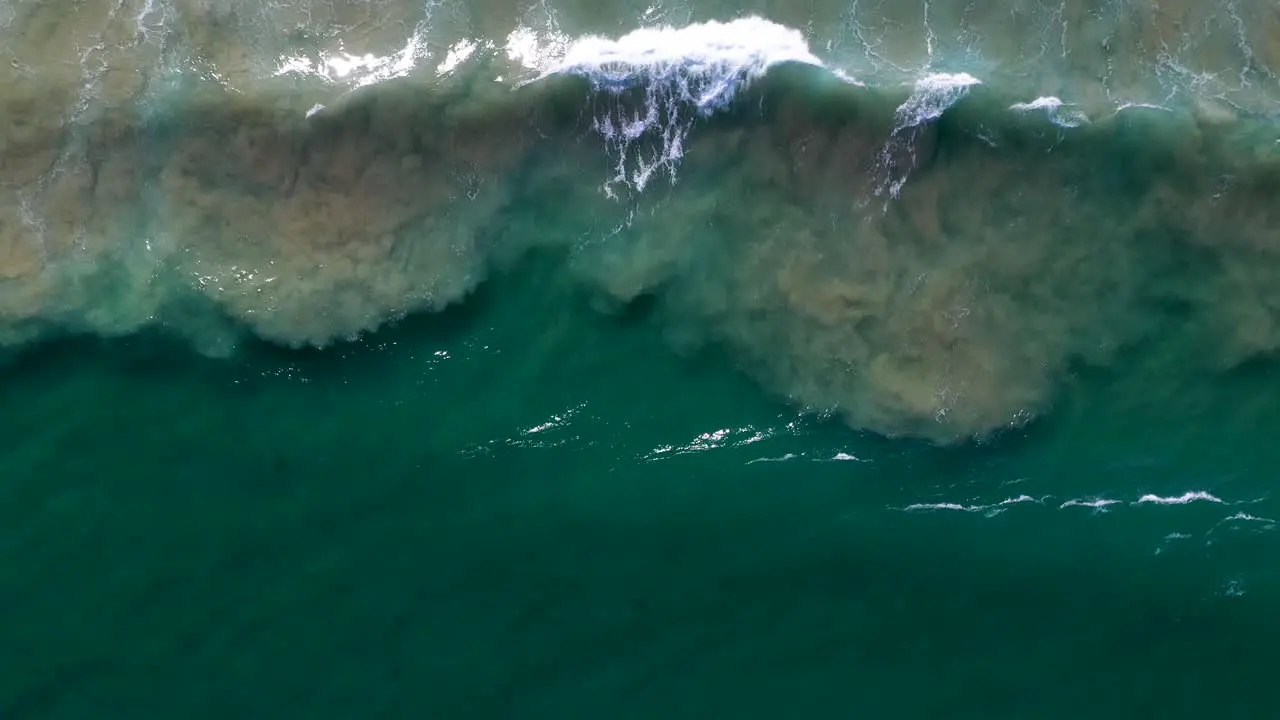 Downward angle drone shot of ocean waves at Cabarita Beach