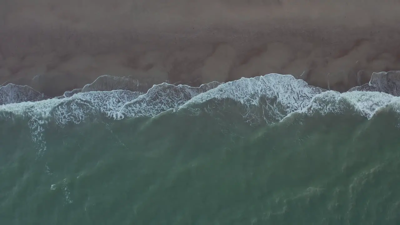 Generic Beach and Ocean Pattern on Cloudy Day Top Down Overhead Aerial Birds Eye View