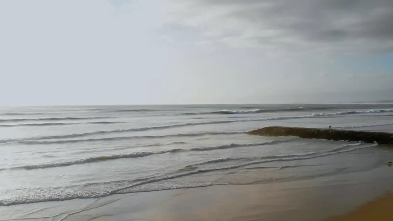 Drone shot turning and filming the sea in Portugal