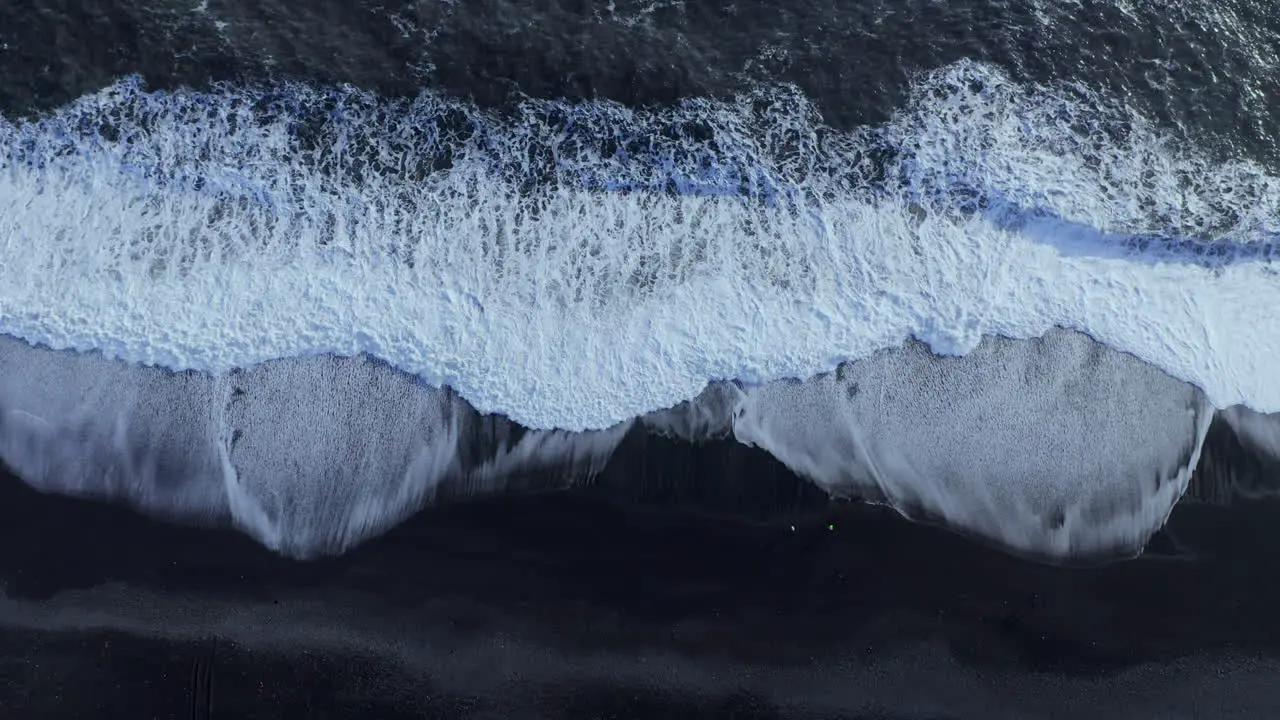 Black Sand Beach Reynisfjara On The South Coast Of Iceland aerial drone shot