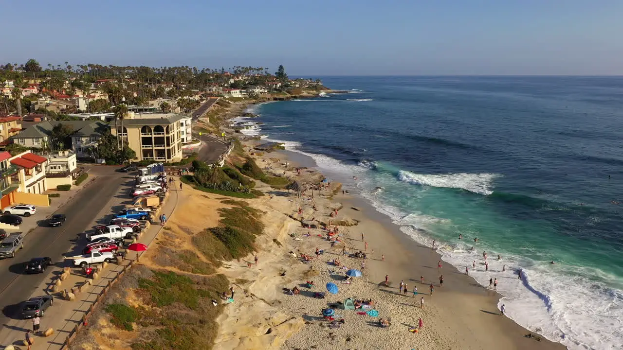 Tourists And Surfers Enjoying Waves At Windansea Beach In La Jolla San Diego At Summer