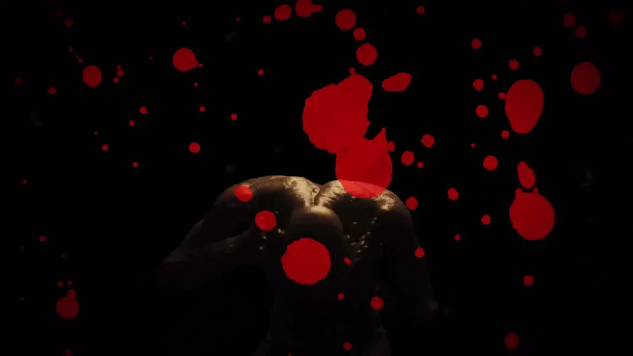 Animation of zombie with blood marks on black background