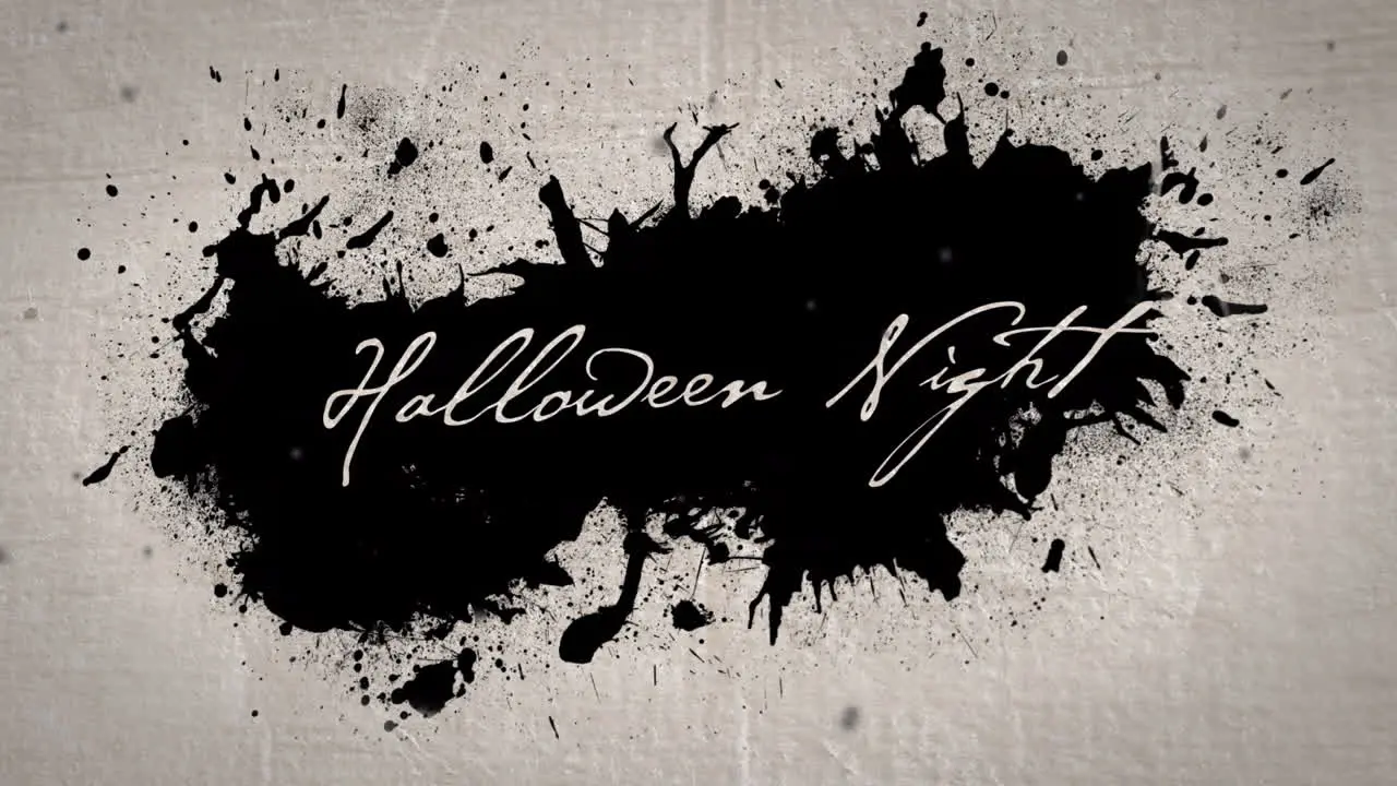 Animation of halloween text over black stain on beige background