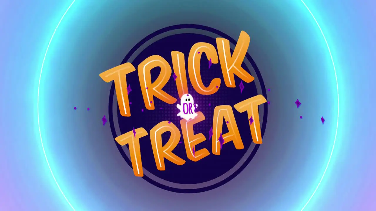 Animation of trick or treat text over circles