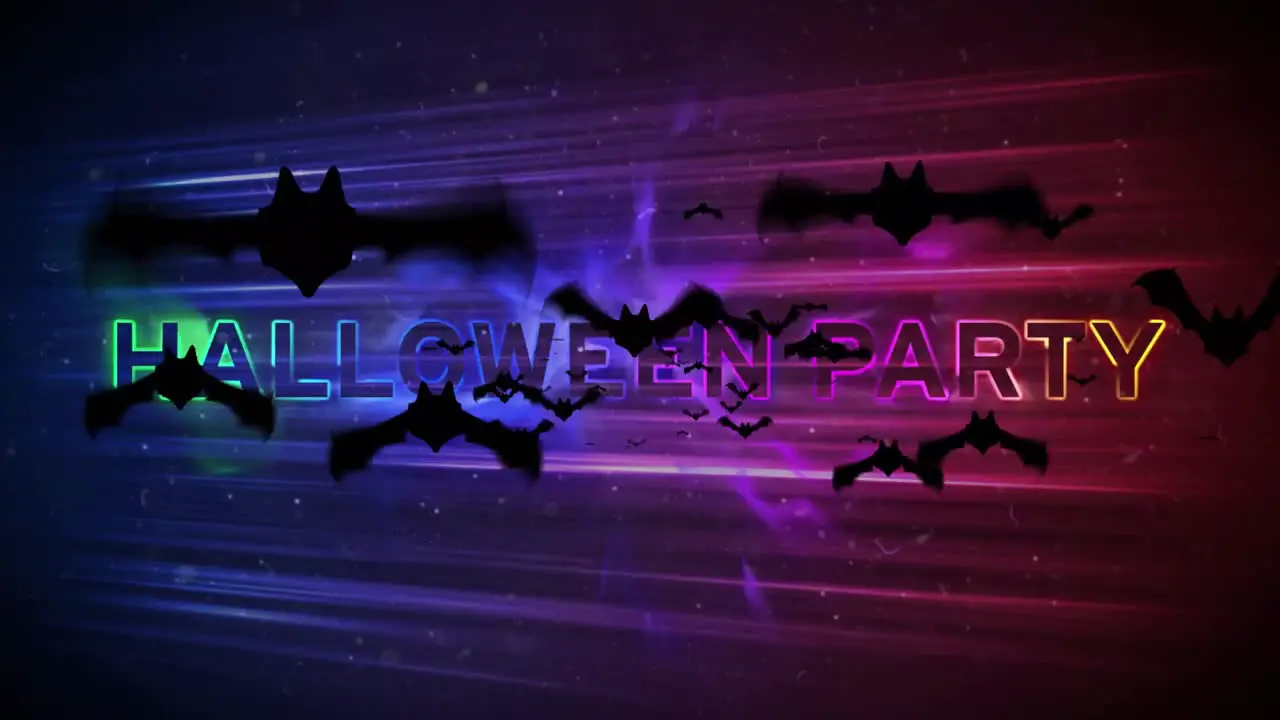 Animation of halloween greetings and bats on purple and pink background