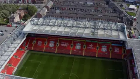 Overhead Drone Shot Orbiting Anfield Stadium 02