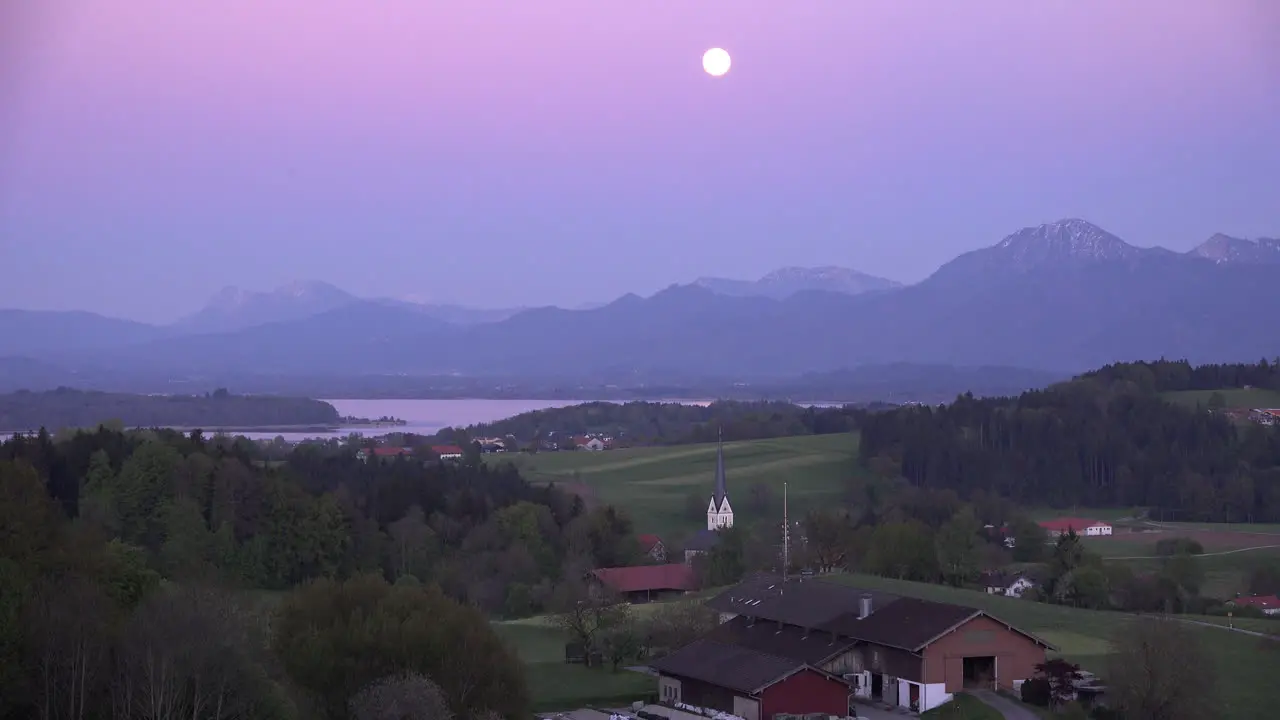 Germany full moon over village