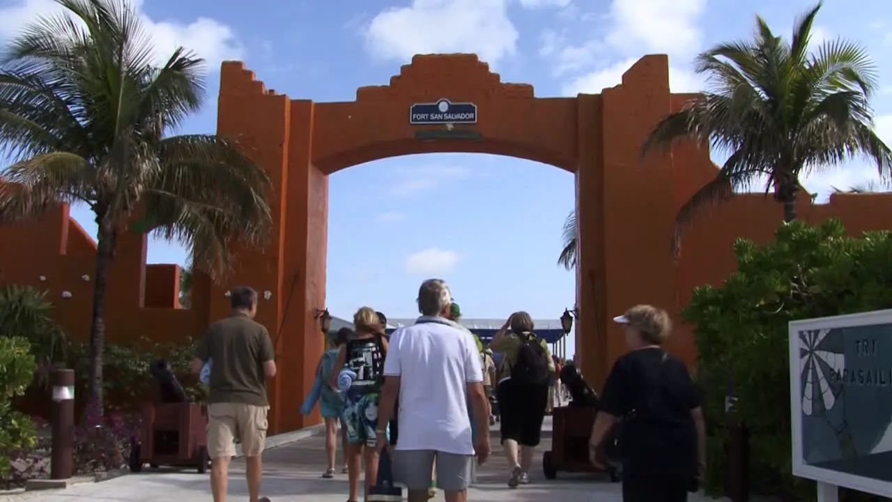 Entrance arch on Half Moon Cay Island Bahamas