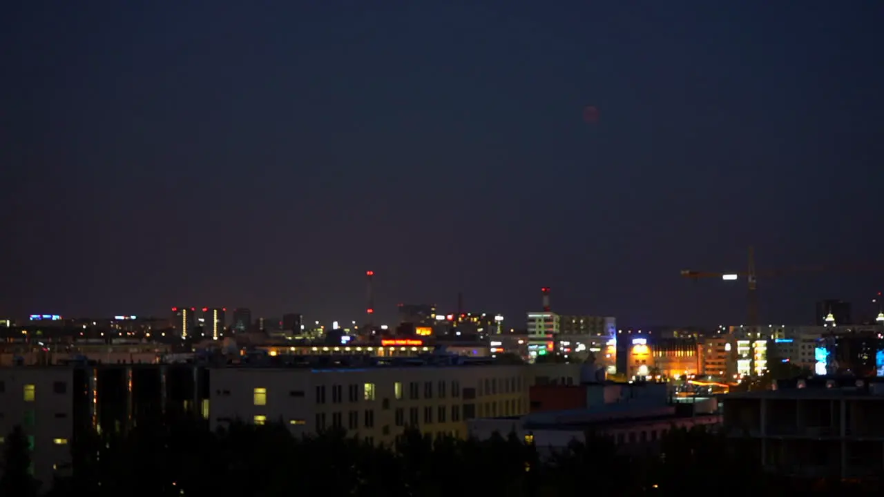 Timelapse of blood moon over city of Tallinn 2018