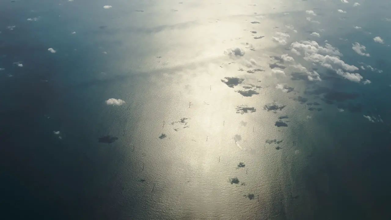 Aerial view of wind turbines in the North Sea