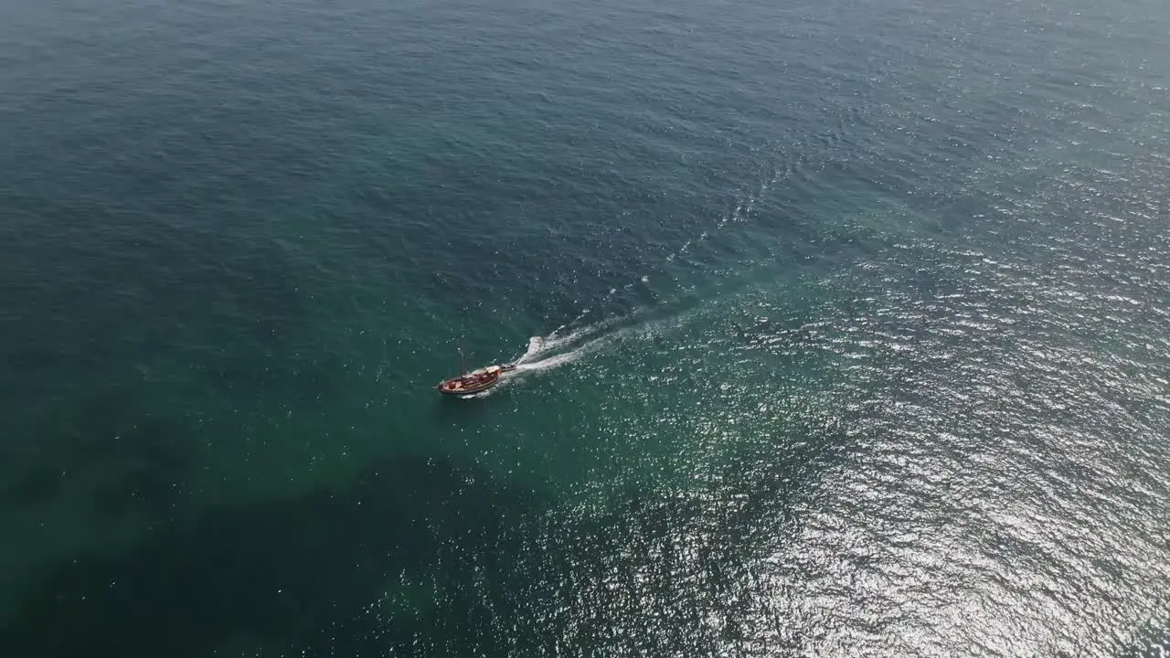 Aerial view of boat in the ocean