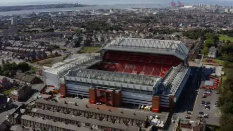 Drone Shot Pulling Away from Anfield Stadium 04