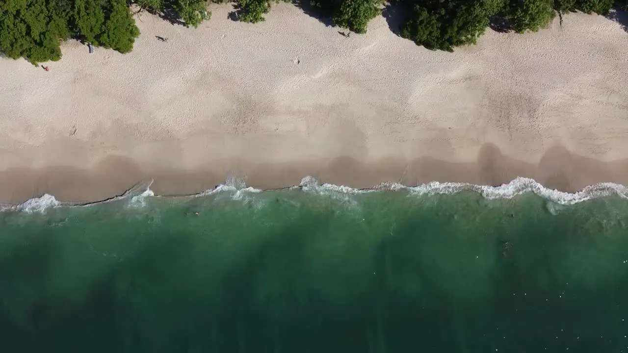 Drone view of a paradisiacal white sand beach in costa rica