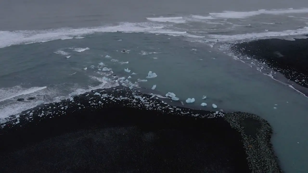 Diamond beach in Iceland Aerial drone panoramic view