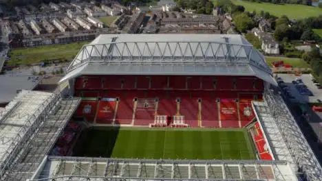 Drone Shot Pulling Away from Anfield Stadium 03