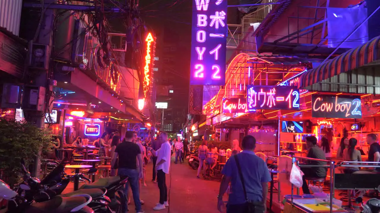 Soi Cowboy static shot of the street life