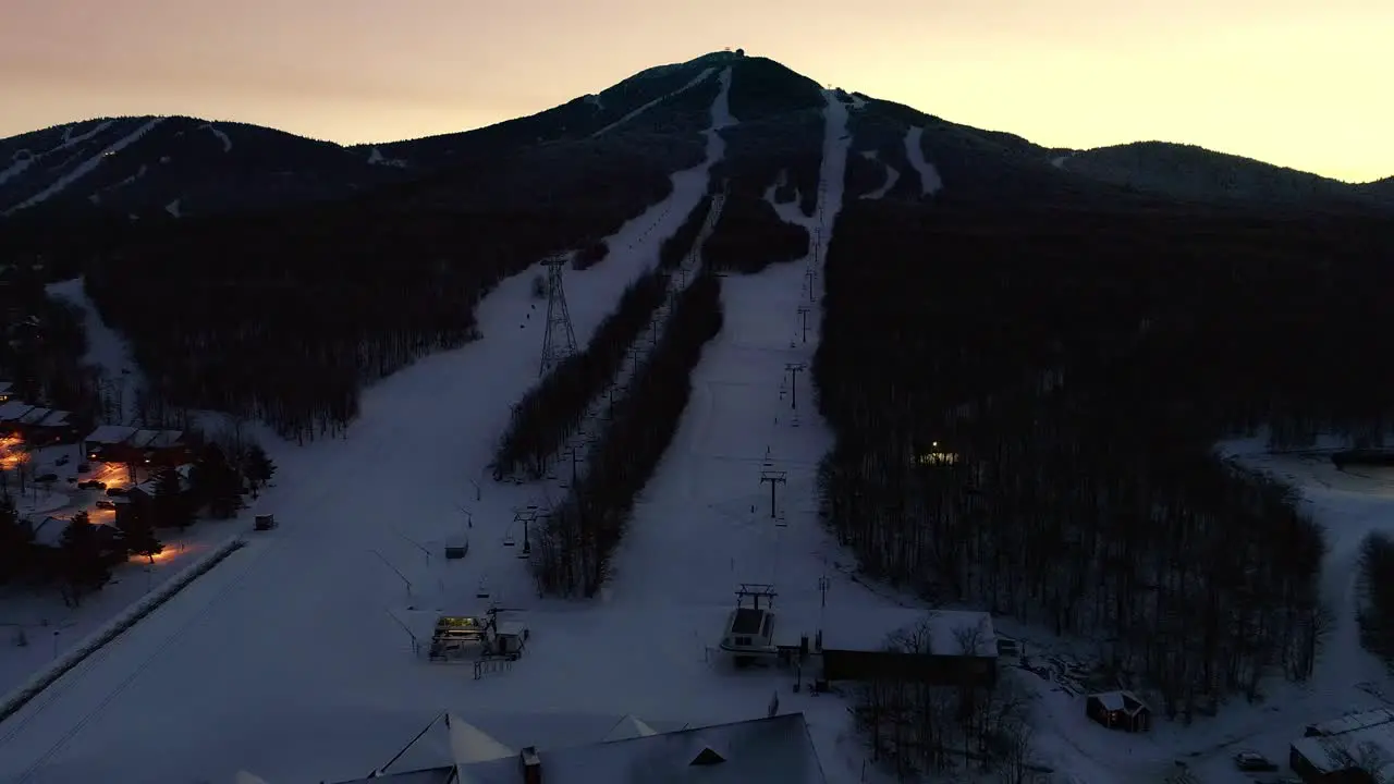 Ski mountain at night- drone video